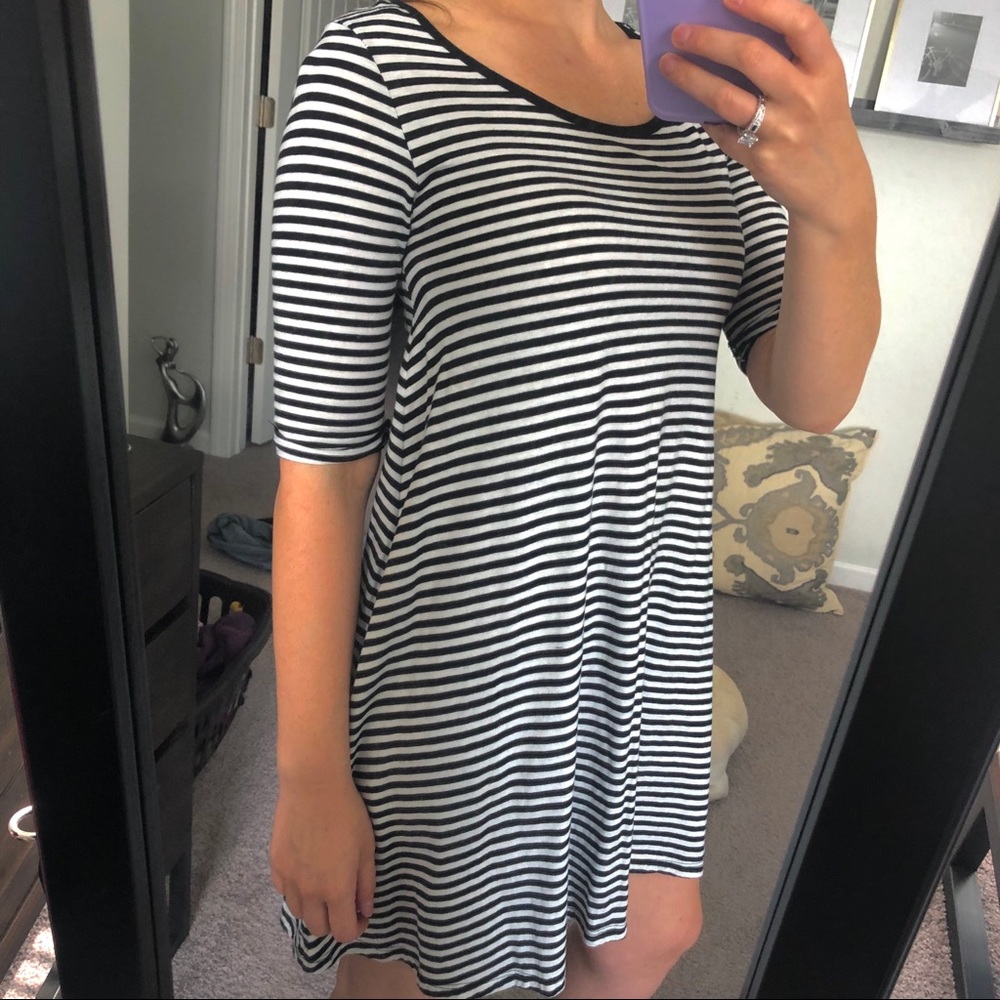 Black Striped Mini Dress